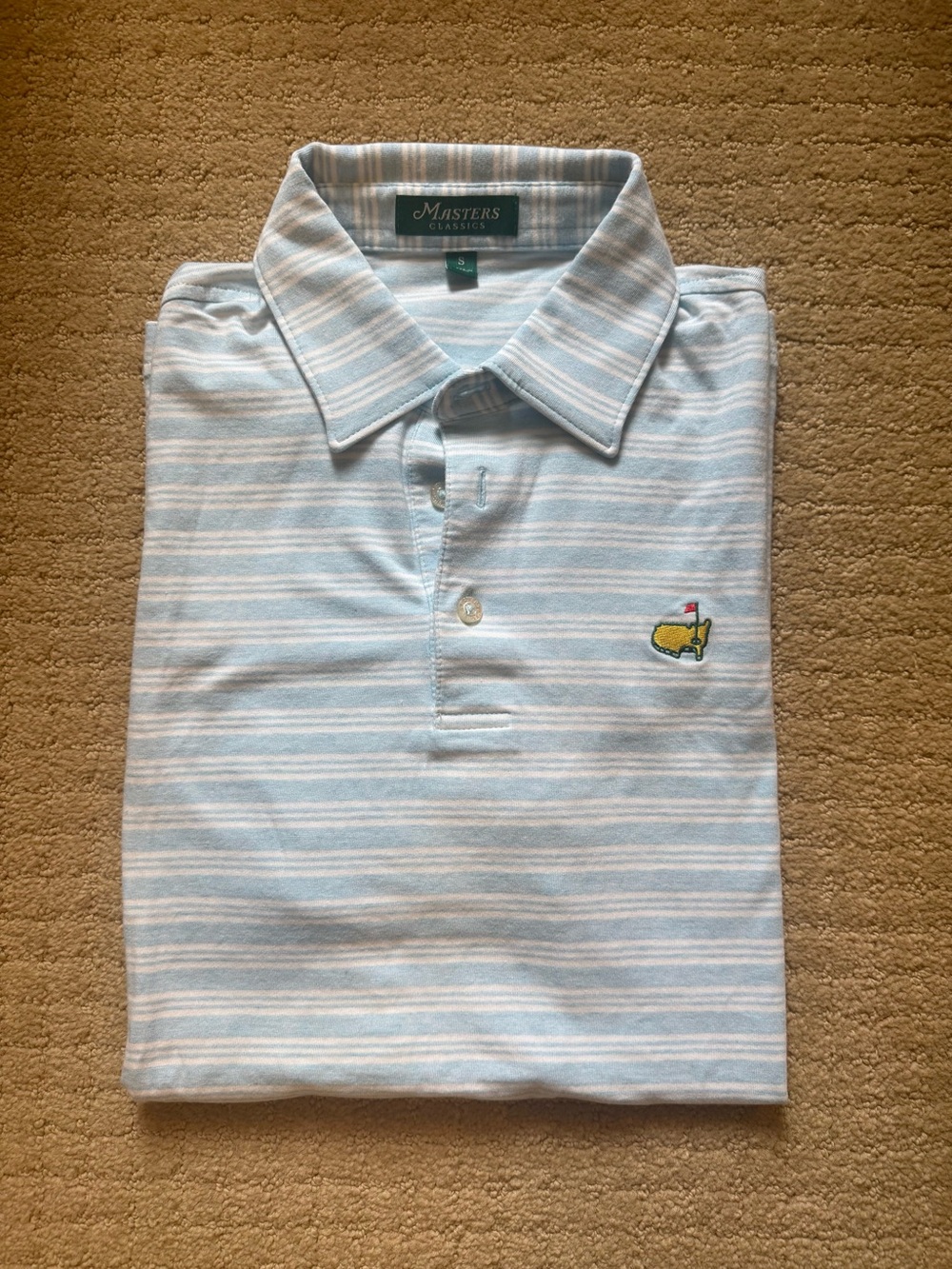 Men's Masters Light Blue Striped Polo Shirt